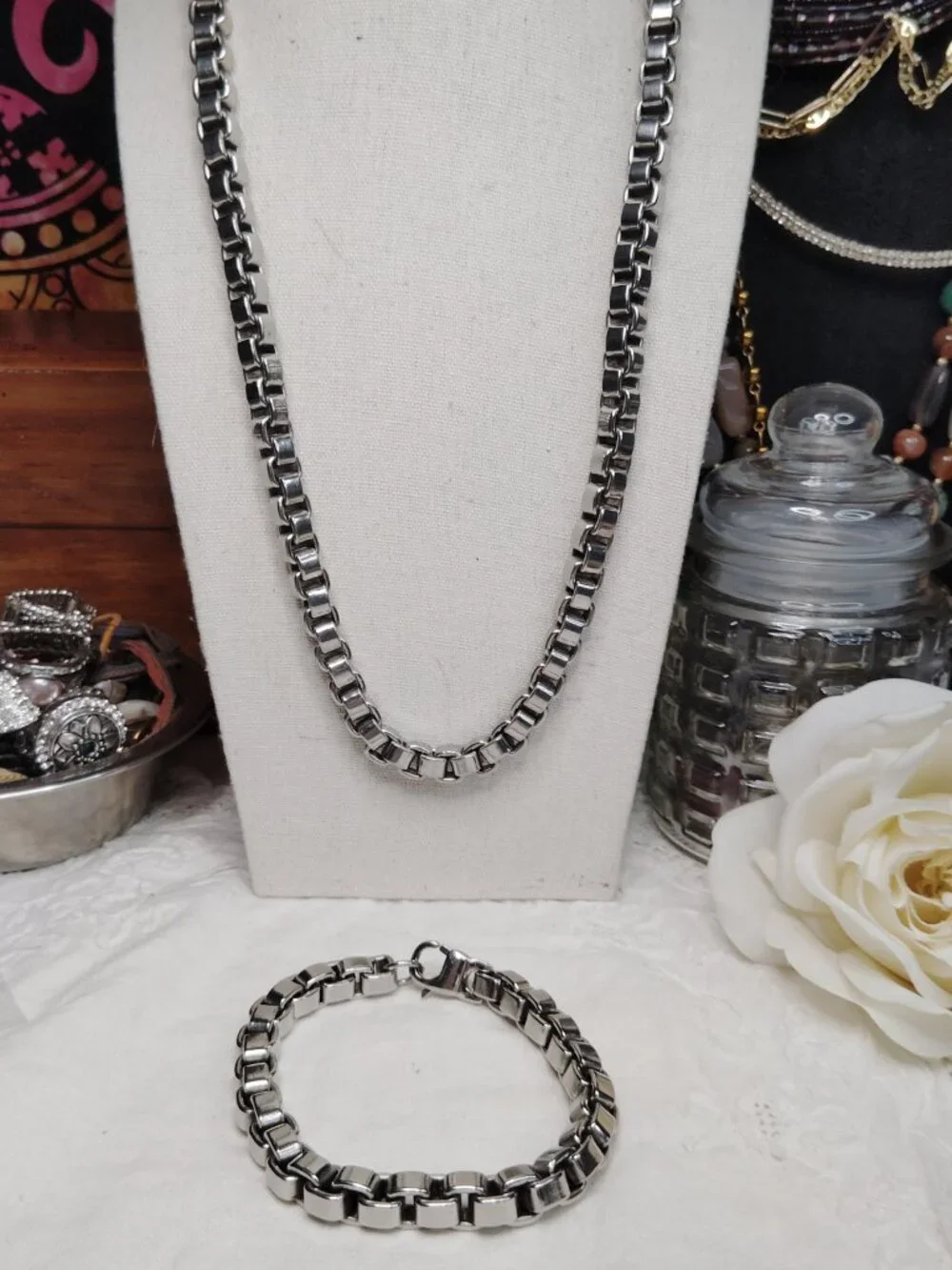 Men’s Stainless Steel Venetian Chain Set – 24